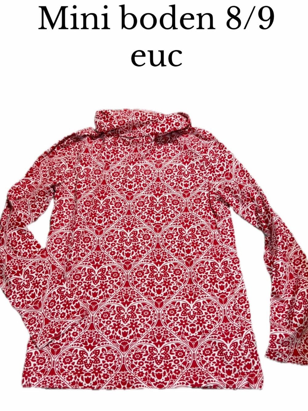 Mini boden 8/9 red white turtleneck